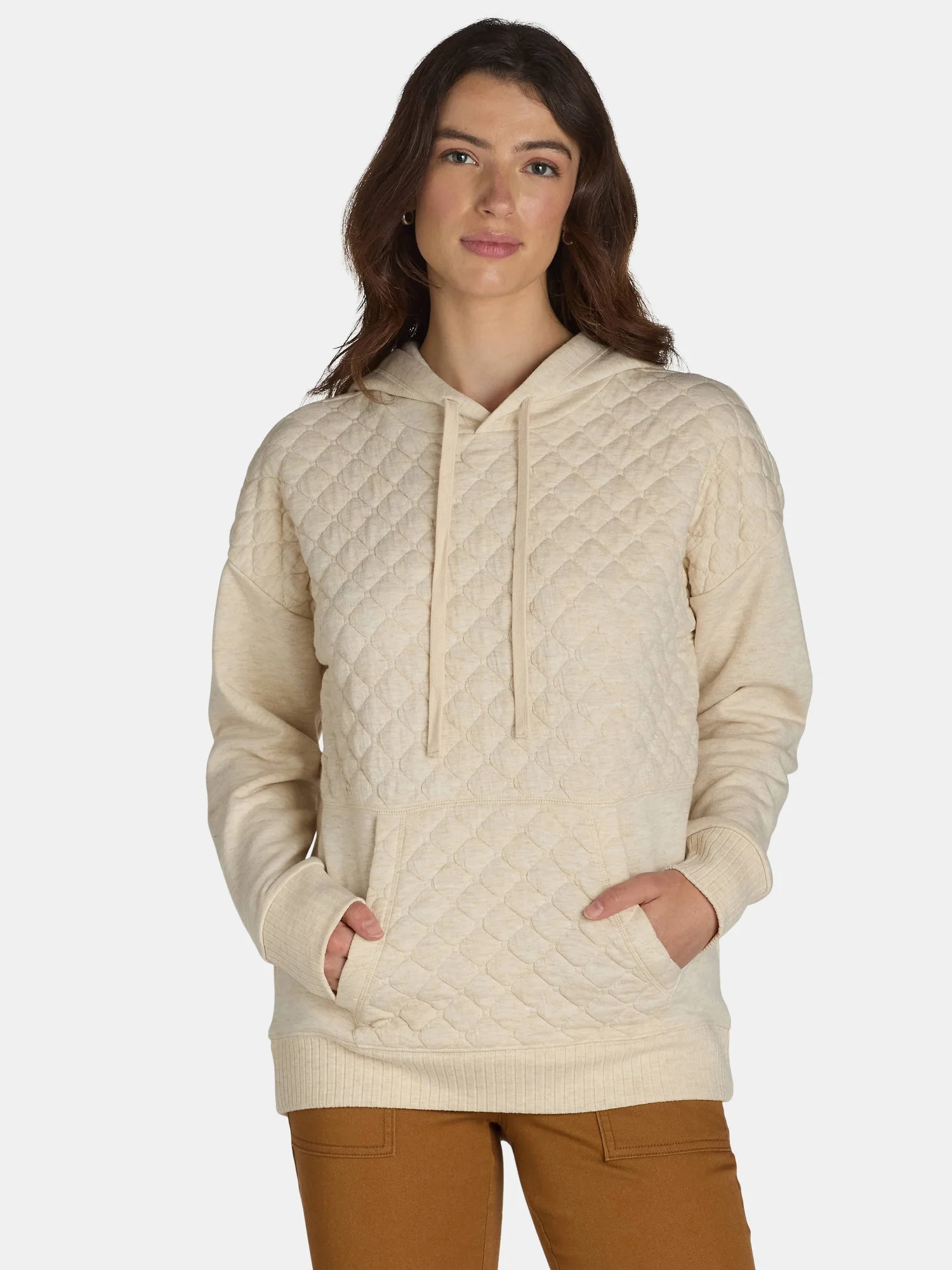 Time and Tru Women's Quilted Hoodie with Long Sleeves, S-XXXL - Walmart.com | Walmart (US)