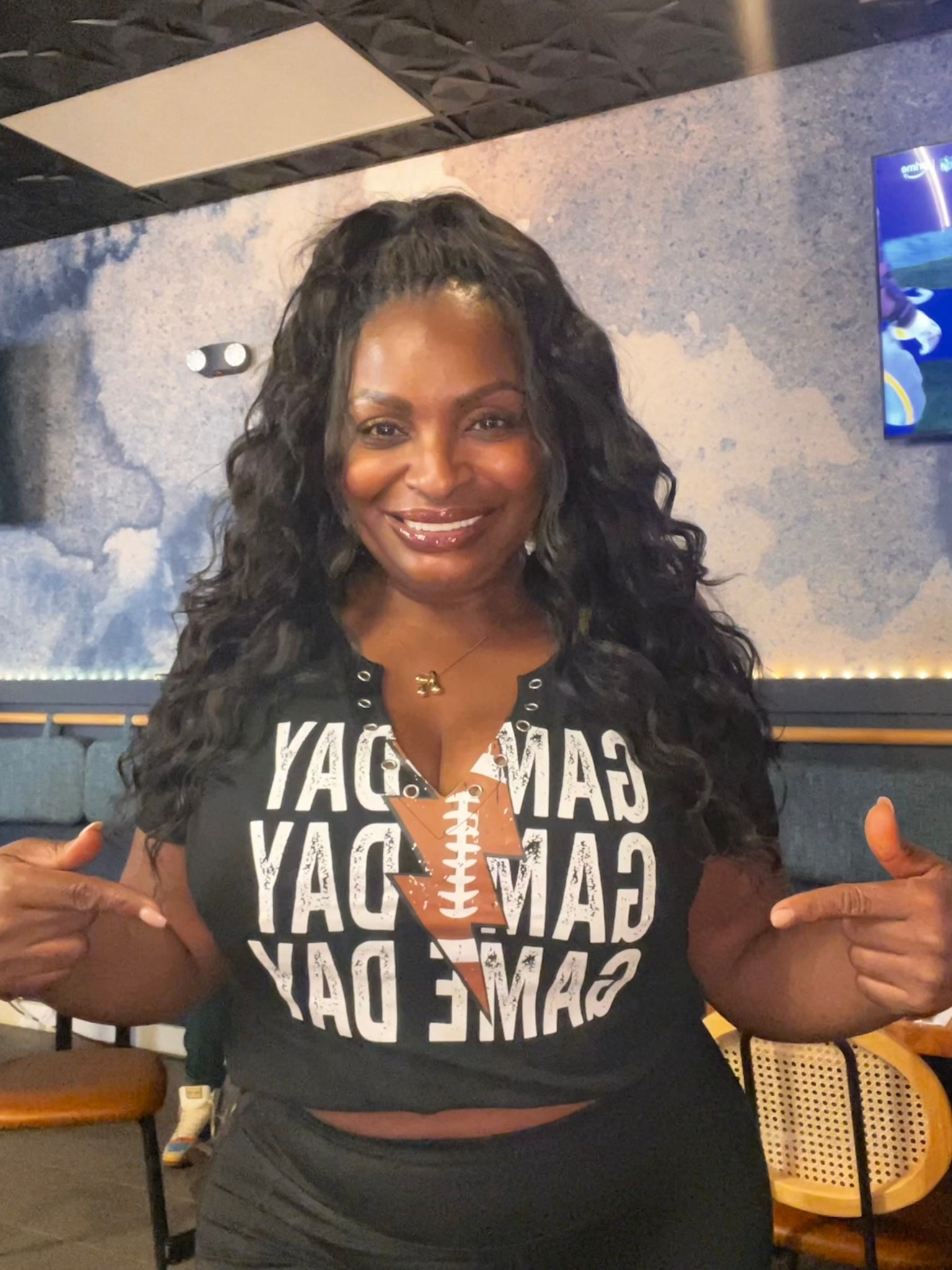 Cute Football Women's T shirt.

True to size.

I'm wearing a size small. 

#LTKFindsUnder50 #LTKParties 

#LTKActive