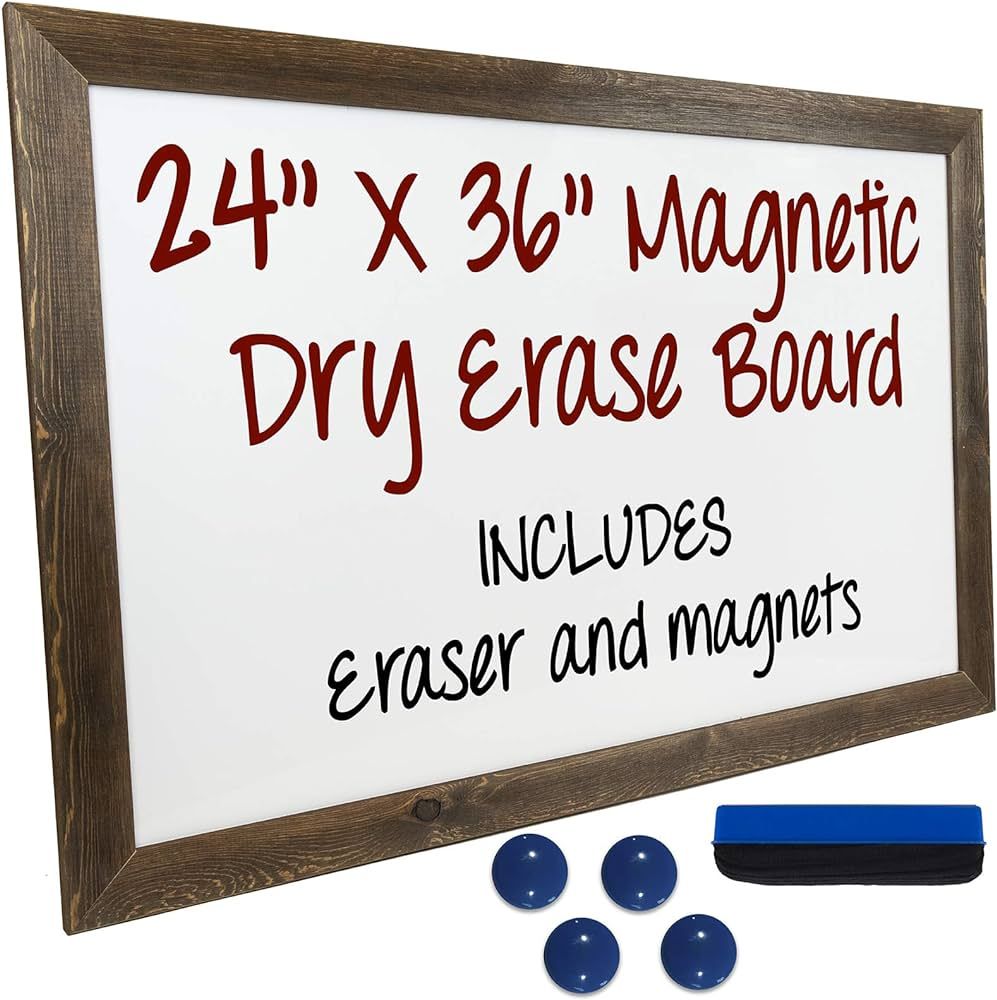 Excello Global Products Dry Erase Magnetic White Board with Rustic Wooden Frame for Home, School,... | Amazon (US)