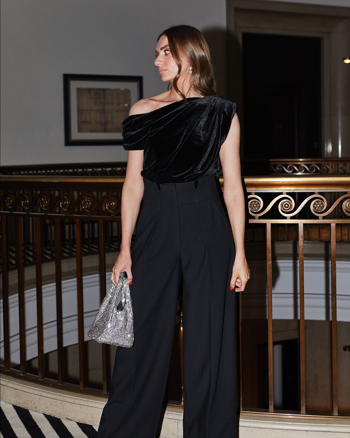 Edinburgh #LTKGetaway 
Small in the black velvet bodysuit 
Size 8 in the black wide leg trousers
I’m 5ft 6 
Silver diamanté bag 
EMILY15 for 15% off 



#LTKpartywear #LTKautumn #LTKuk