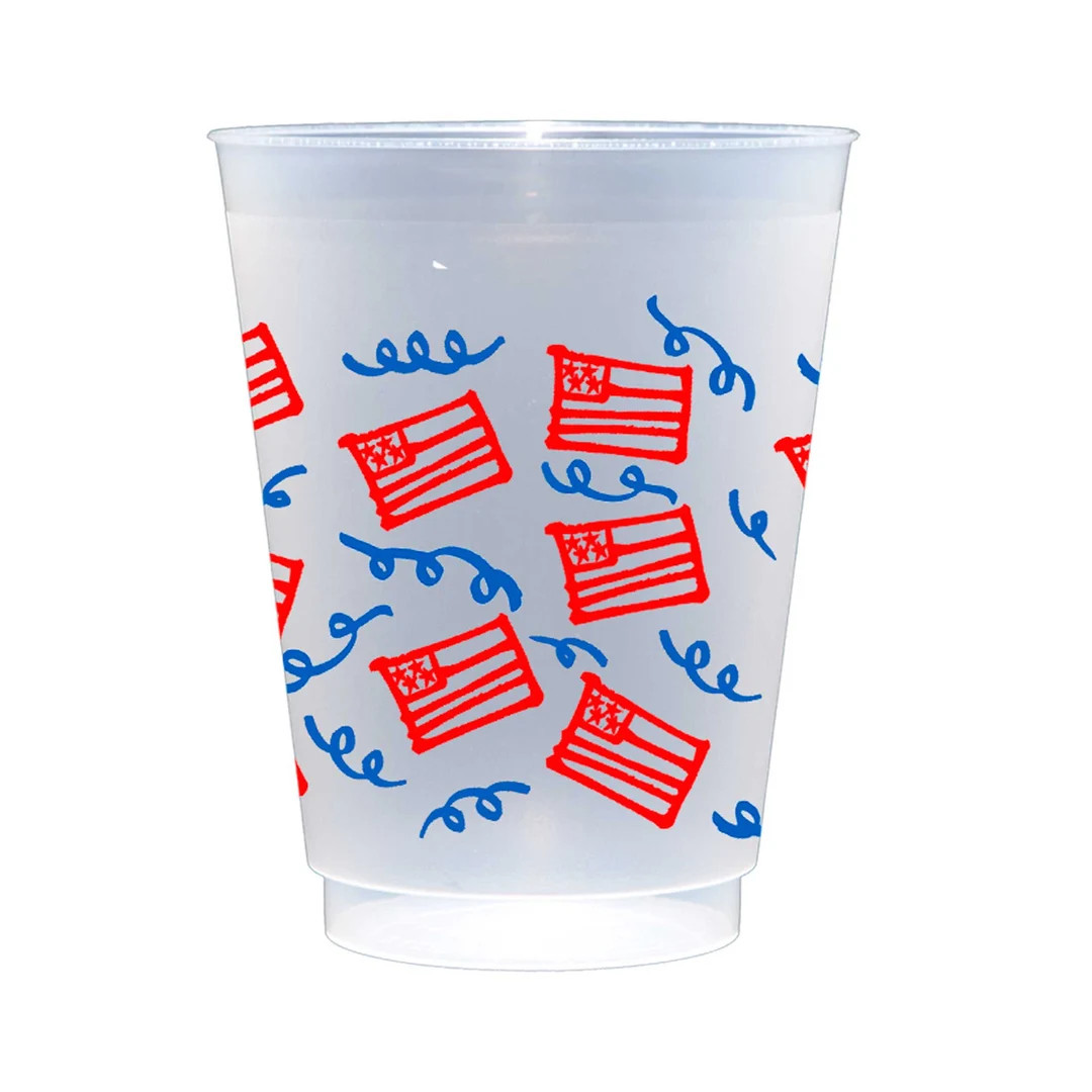 American Flag Wrap/4th of July Frosted Plastic Cup 10 Cup Pack - Etsy | Etsy (US)