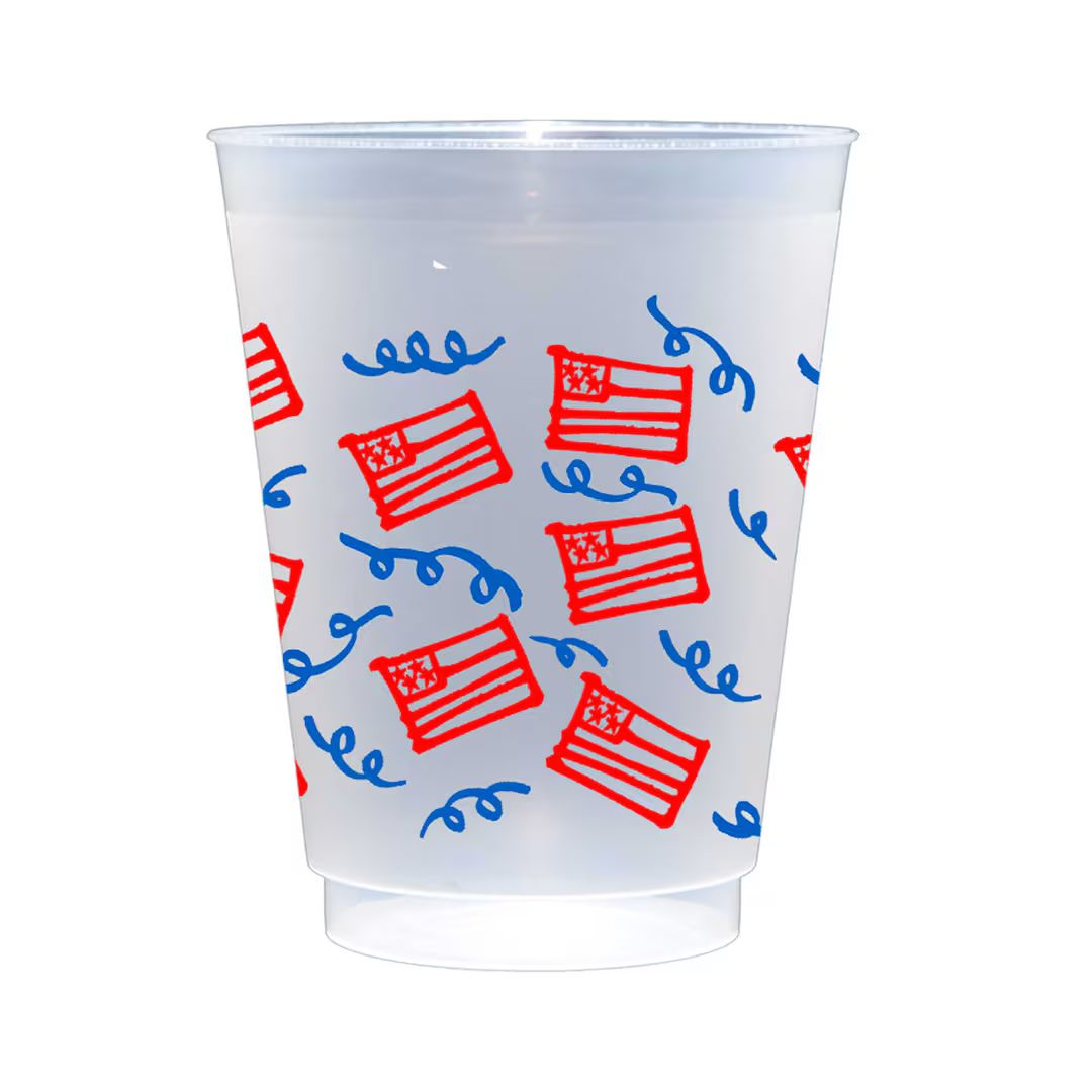 American Flag Wrap/4th of July Frosted Plastic Cup 10 Cup Pack - Etsy | Etsy (US)