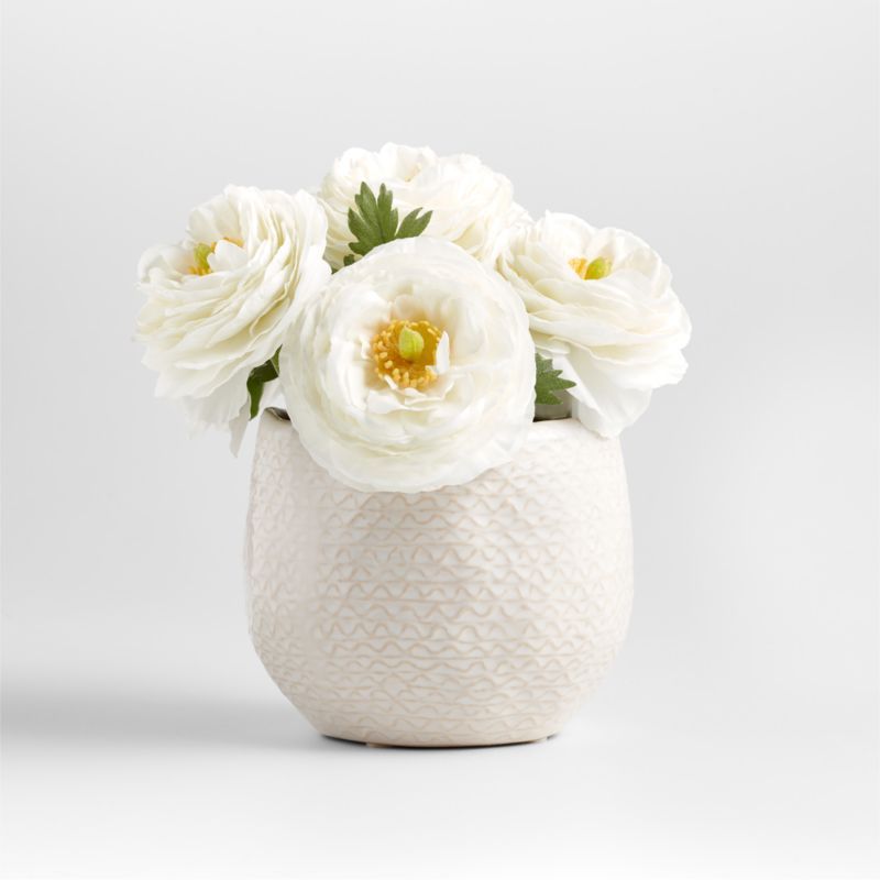 Faux White Ranunculus Floral Arrangement | Crate & Barrel | Crate & Barrel