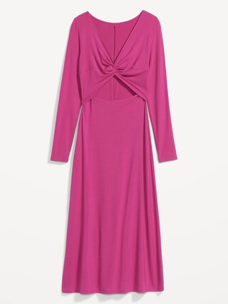 Fit & Flare Twist-Front Cutout Midi Dress for Women | Old Navy (US)