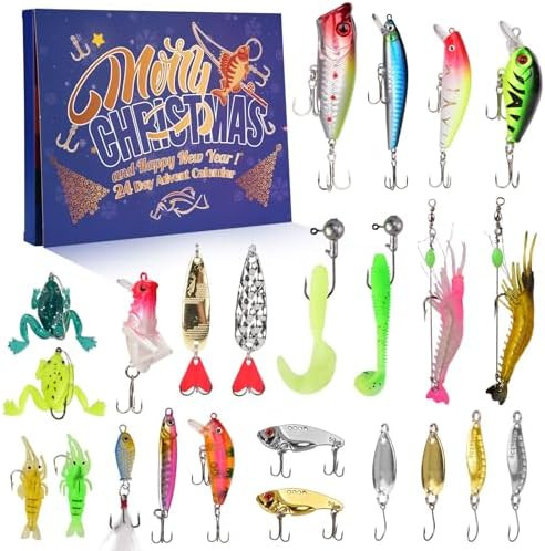 Fishing Advent Calendar 2025, 24 Day Christmas Countdown Fishing Lures Tackle Set for Fisher Men,... | Amazon (US)