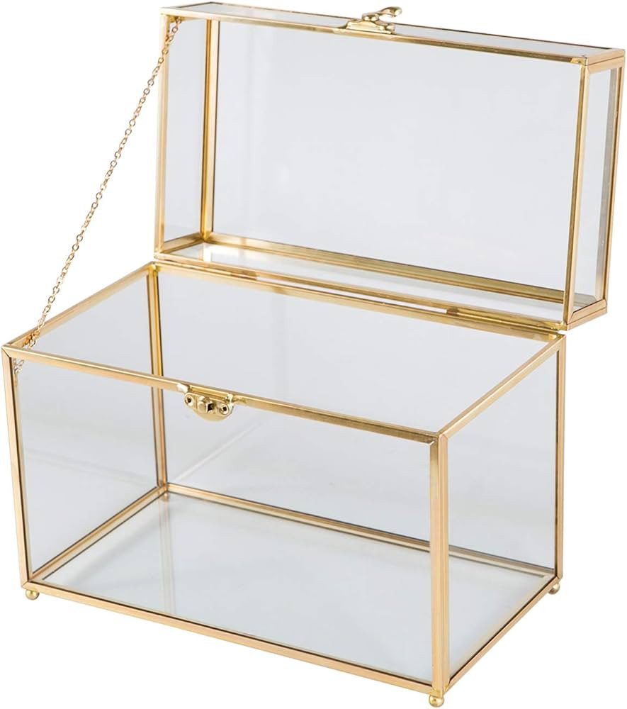 Smart Wyche Large Glass Box Wedding Card Box with Lock for Cosmetic Jewelry Sculpture DIY Mini Garde | Amazon (US)