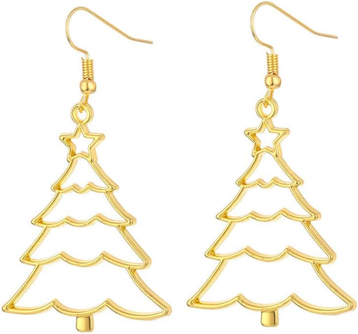 H&Z 4 Pairs Abstract Gold Fun Statement Elk Christmas Tree Santa Bell Shaped Earrings Geometric H... | Amazon (US)