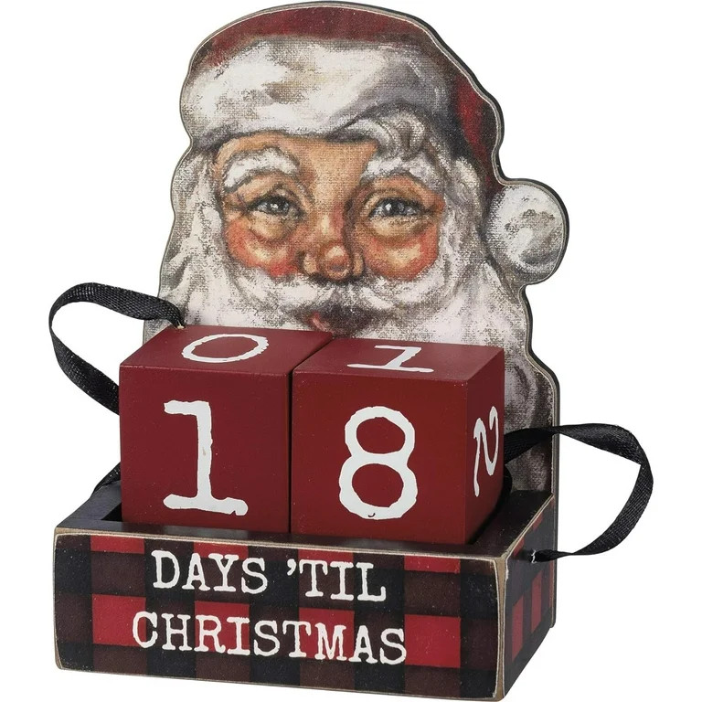 Santa Block Countdown Days 'Til Christmas ( 4" x 5.50" x 2'' ) | Walmart (US)