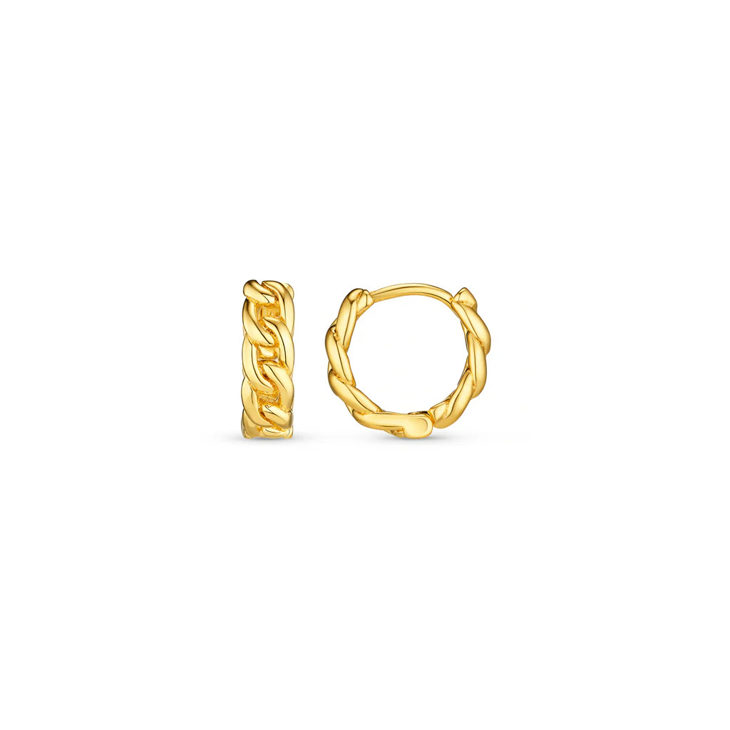 Mini Chain Huggie Hoop Earrings - Gold | Orelia