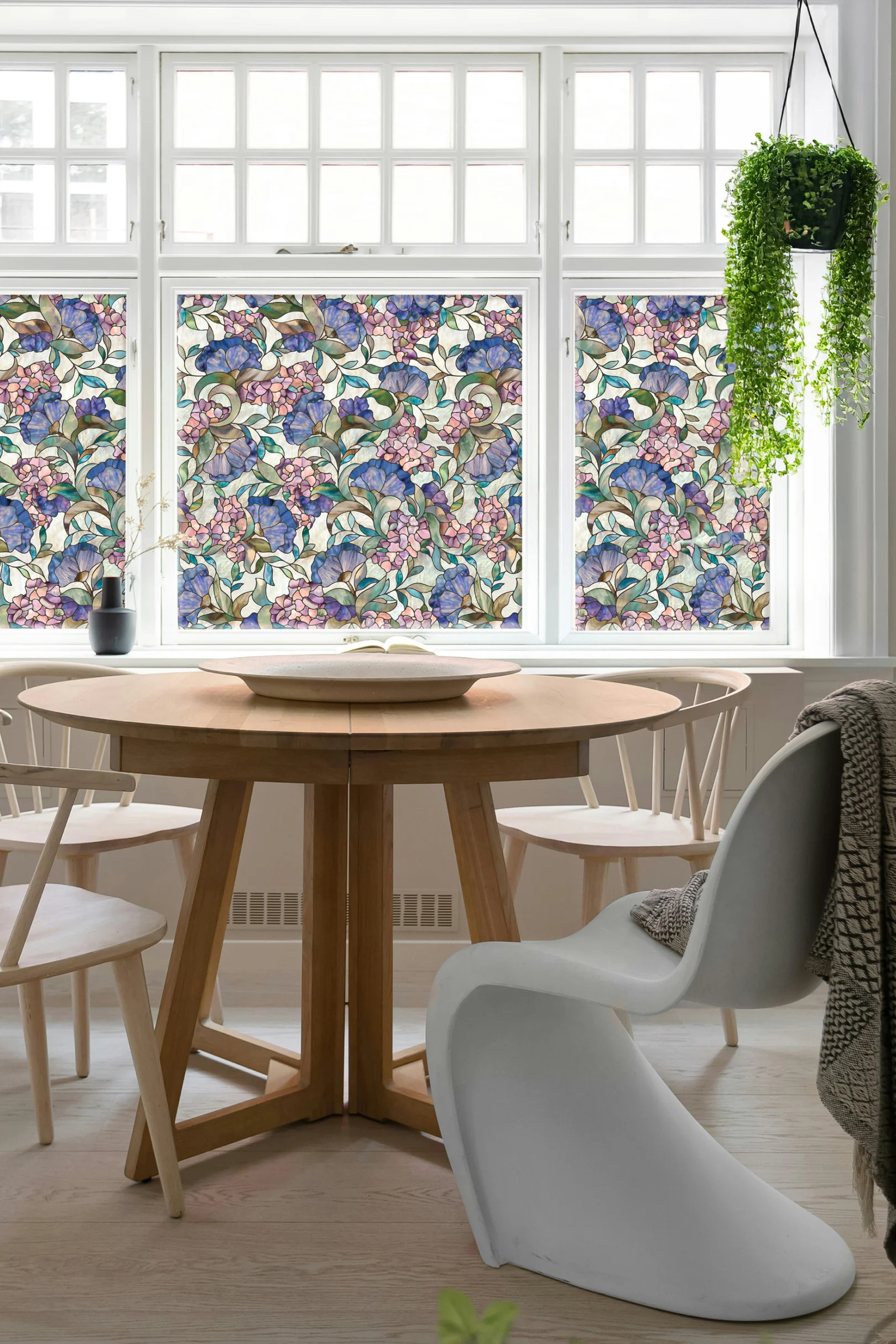 Larkspur | Window Film with Colorful Stained Glass Pattern | Made in USA | Artscape