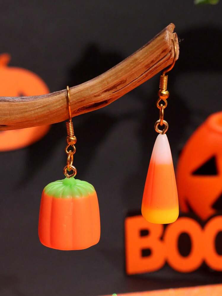 1 Pair Elegant & Cute Pumpkin, Corn, Candy Design Earrings, Fashion & Vibrant, Suitable For Hallo... | SHEIN