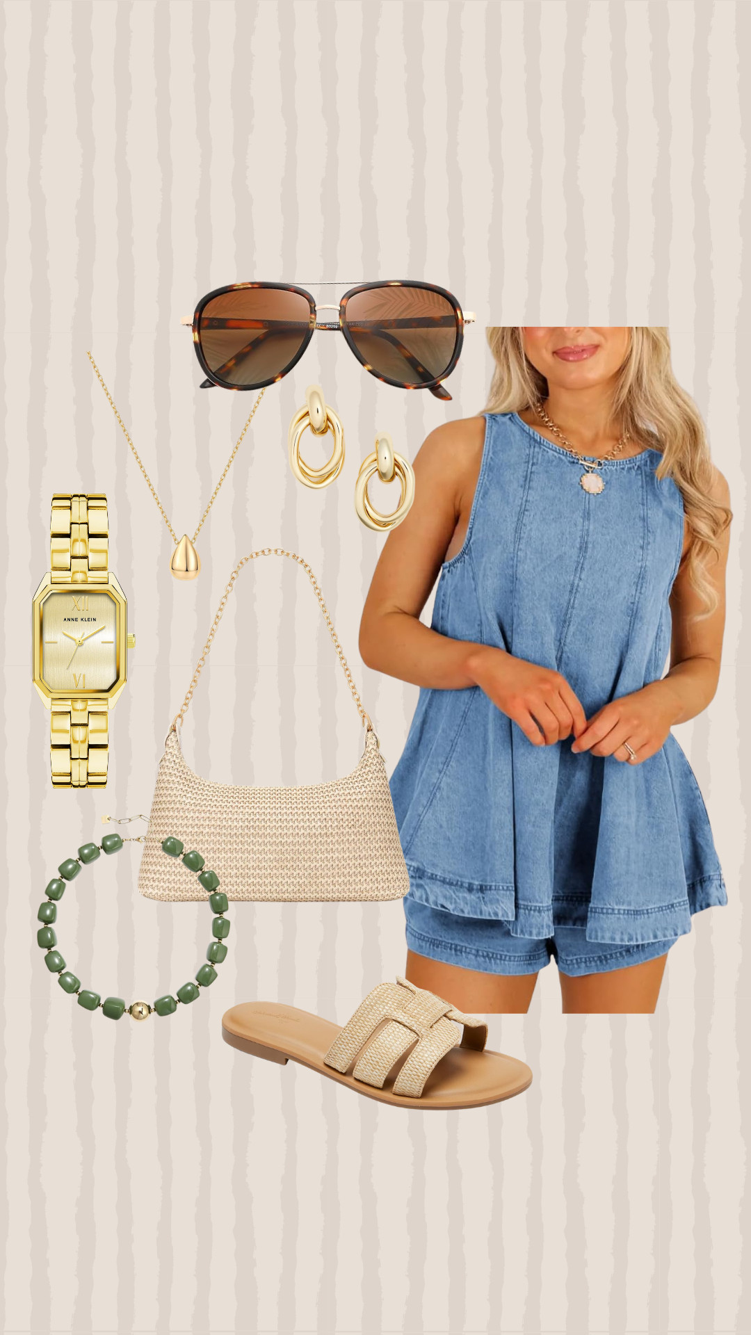 Loving this denim sleeveless flared tank top with shorts -- such a cute two piece outfit set for summer and fall! 🤎✨ 

 #LTKootd #LTKmomlife #LTKSaleAlert