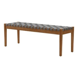 Brickmore Gray Woven Dining Bench with Haze Finish Wood Accents (54" W) | The Home Depot