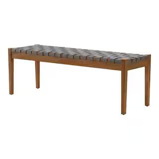 StyleWell Haze Rubberwood Frame Woven Straps Bench [Product Height 18.7 inch X Product Width 54 i... | The Home Depot