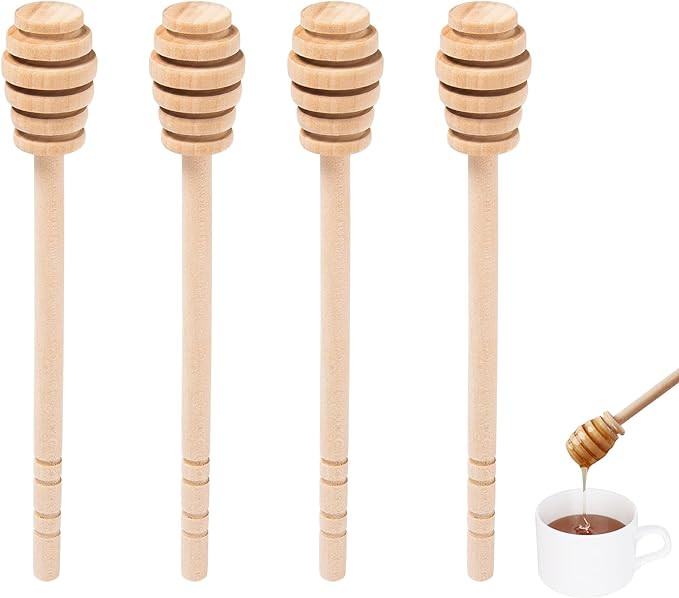 DESIOLE Wooden Honey Mixing Stirrer, 4Pcs 6.3 Inch Honey Dipper Sticks | Amazon (US)
