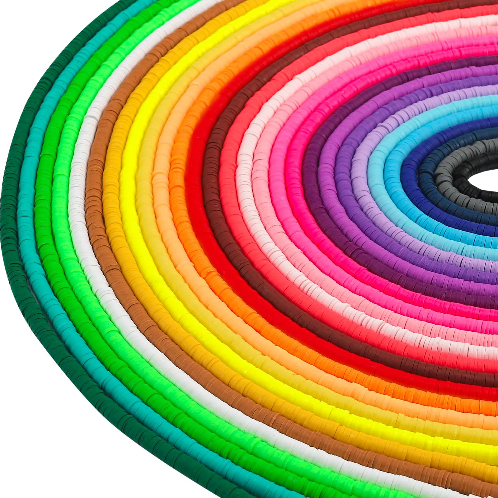 JMUQ 28 Strands Clay Beads Bracelet Making Kit, 28 Colors Friendship Preppy Flat Polymer Clay Hei... | Amazon (US)
