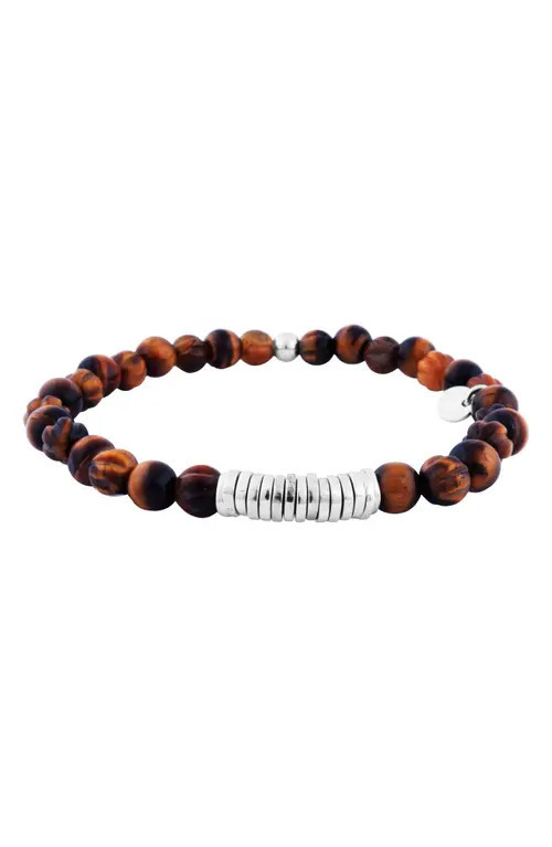 Tateossian Bead Bracelet in Tiger Eye at Nordstrom, Size Large | Nordstrom