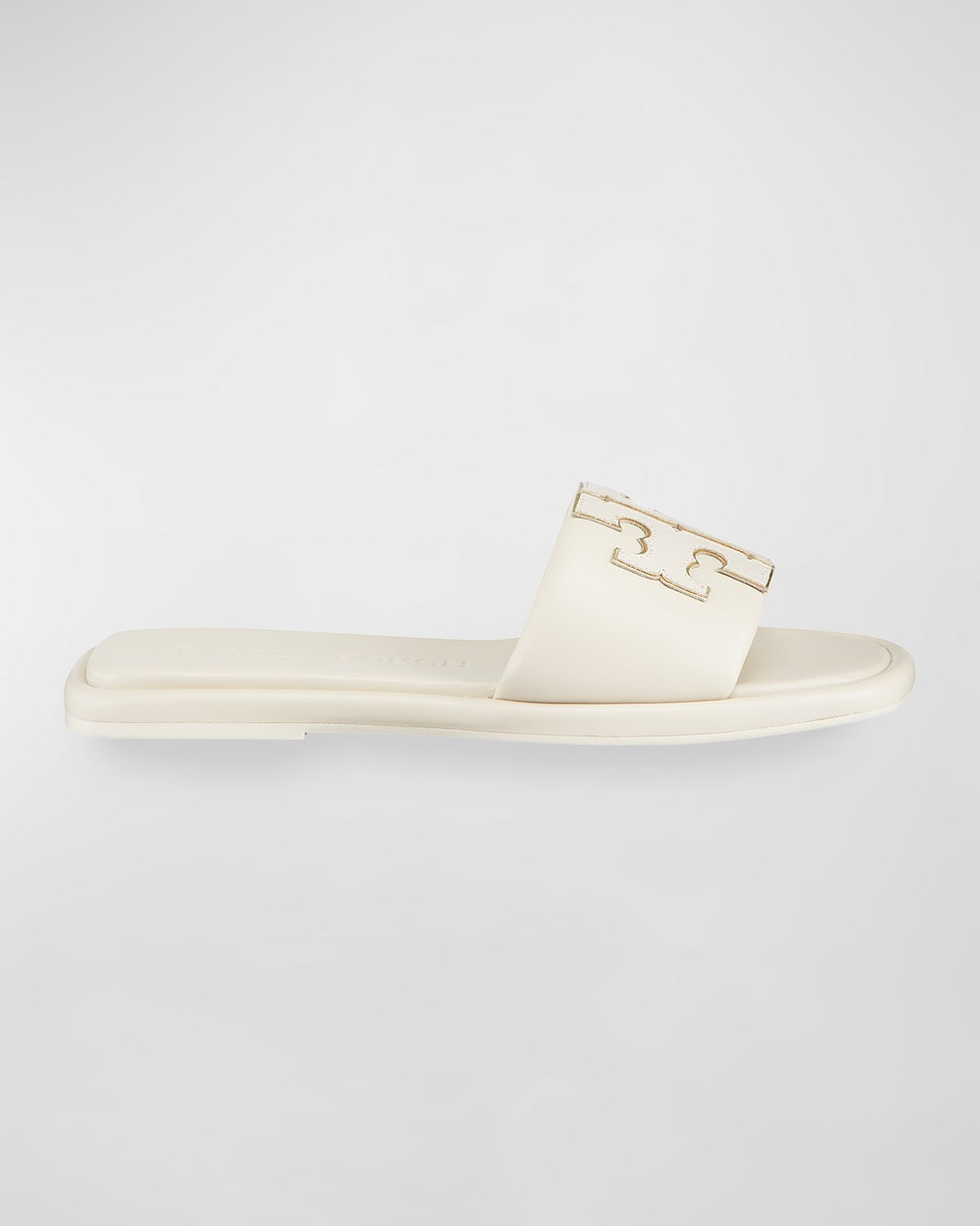 Double T Leather Medallion Slide Sandals | Neiman Marcus