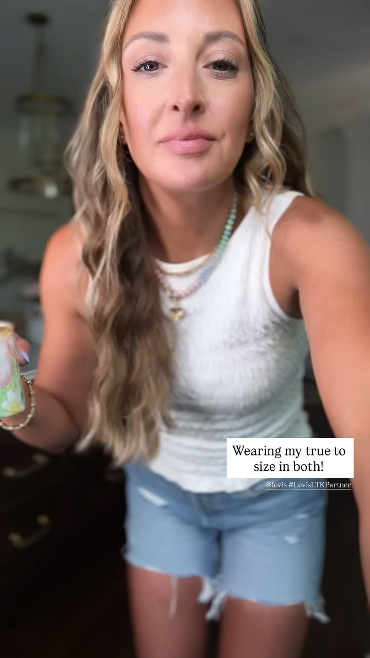 mom-friendly Jean shorts from @levi 👏🏼 You all these are the cutest and totally practical for everyday life. I love the 6 inch inseam 👏🏼 My cute smocked top is also Levi’s and makes for the perfect summer top! ☀️ 
#LevisLTKPartner

#LTKdayinmylife #LTKgrwm #LTKootd