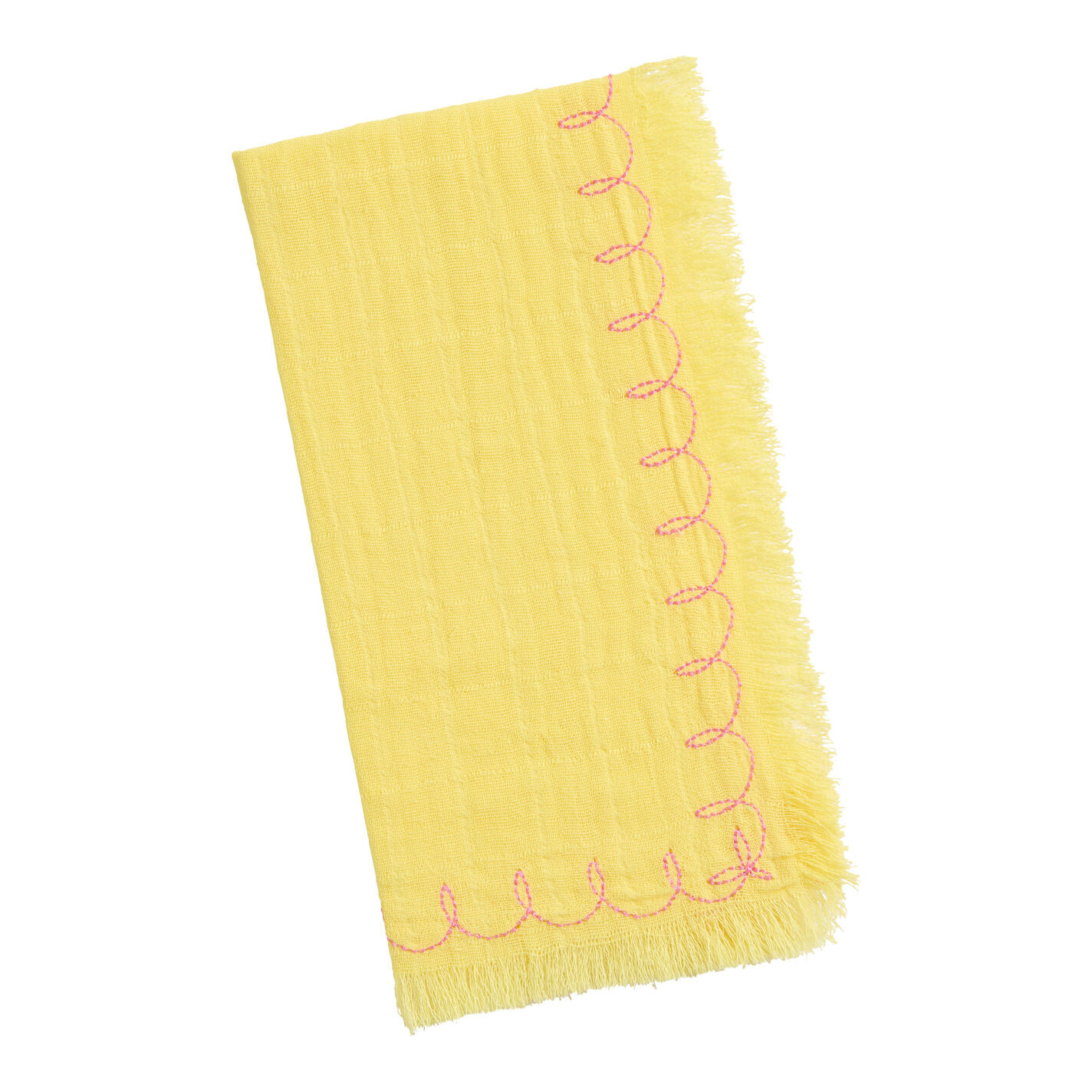 Cotton Gauze Frayed Swirl Embroidered Napkin | World Market