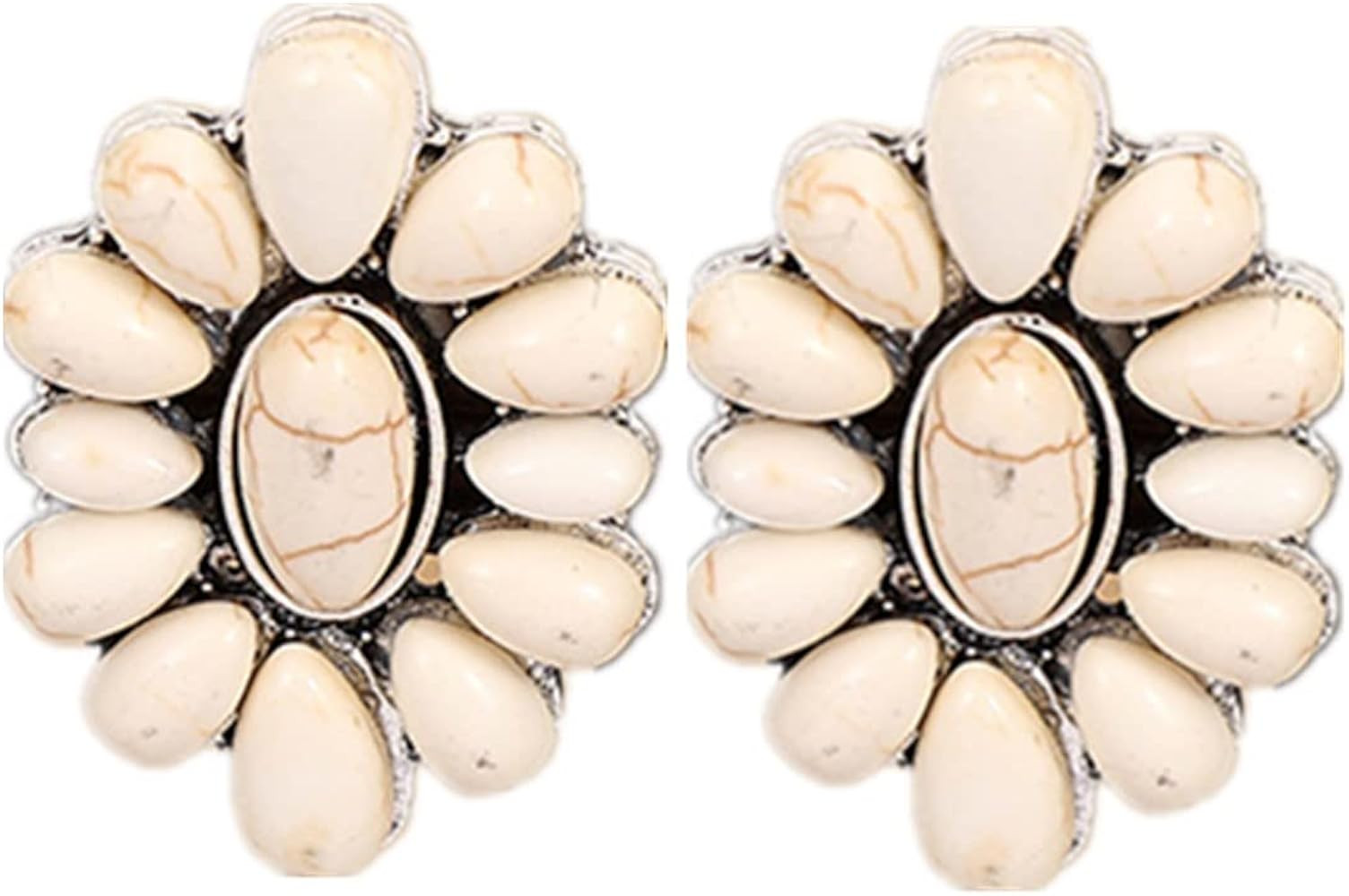 Bohemian Vintage Turquoise Oval Flower Drop Dangle Earrings Geometric Ethnic Teardrop Earrings We... | Amazon (US)