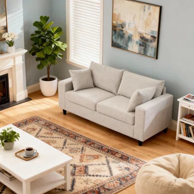 Modern Upholstered Deep Seat Loveseat Sofa, 71" Cozy Grey Beige Couch For Small Space Living Room, Comfortable Apartment Beige Sofa With Removable Cus | Wayfair North America