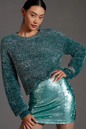 Maeve Tinsel Eyelash Sweater | Anthropologie (US)