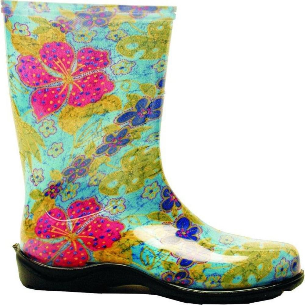 Sloggers Size 10 Midsummer Blue Women's Tall Rain and Garden Boot, Blue Multi | The Home Depot