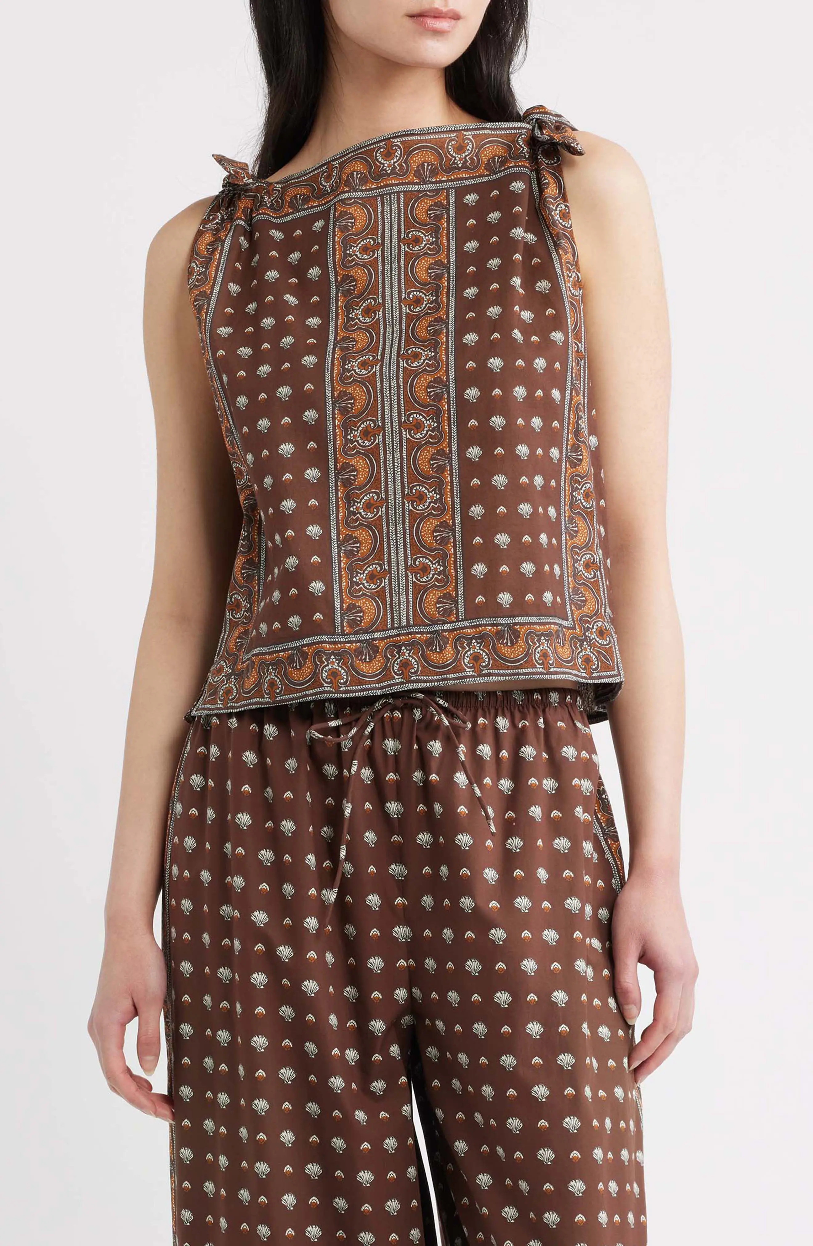 Amalia Print Tie Shoulder Sleeveless Top (Women) | Nordstrom | Nordstrom