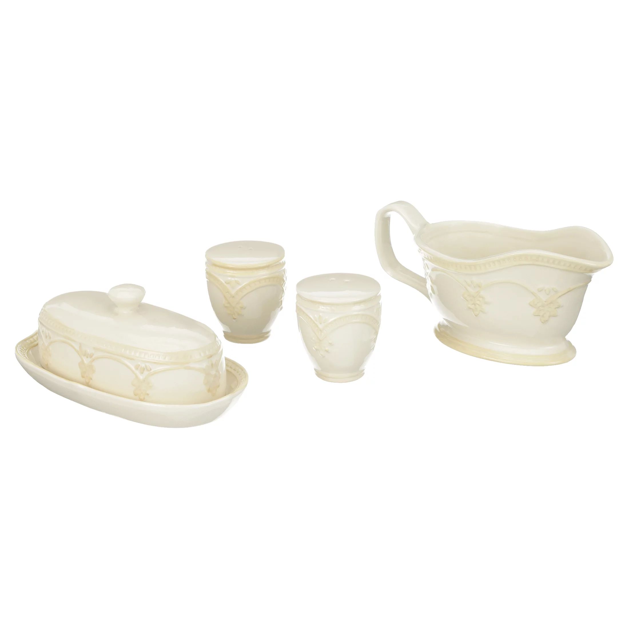 The Pioneer Woman Farmhouse Lace Butter Dish with Gravy Boat and Salt & Pepper Shakers | Walmart (US)