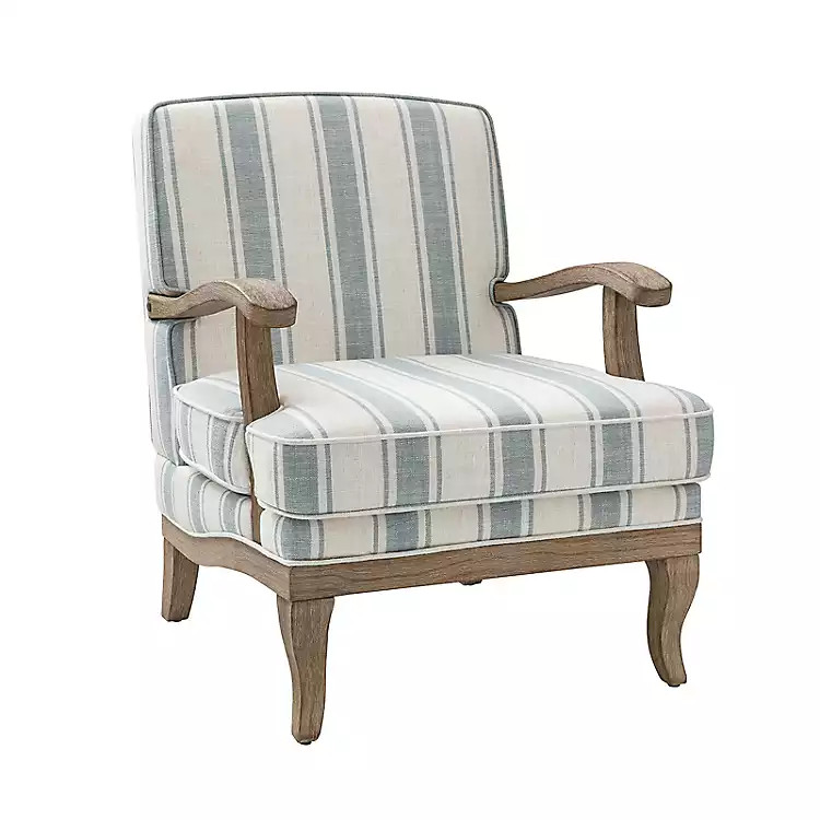 Peppone Blue Striped Armchair | Kirklands