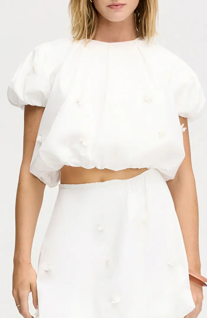 Paillette Bubble Cotton Poplin Crop Top | Nordstrom