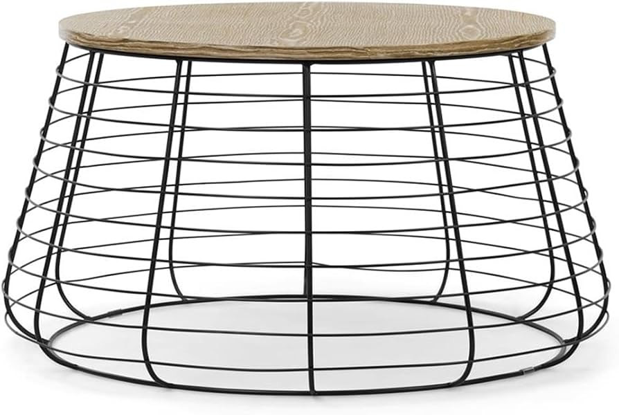 ClickDecor Lydia Matte Black Wireframe Coffee Table, Modern Farmhouse Round Living Room Accent Fu... | Amazon (US)