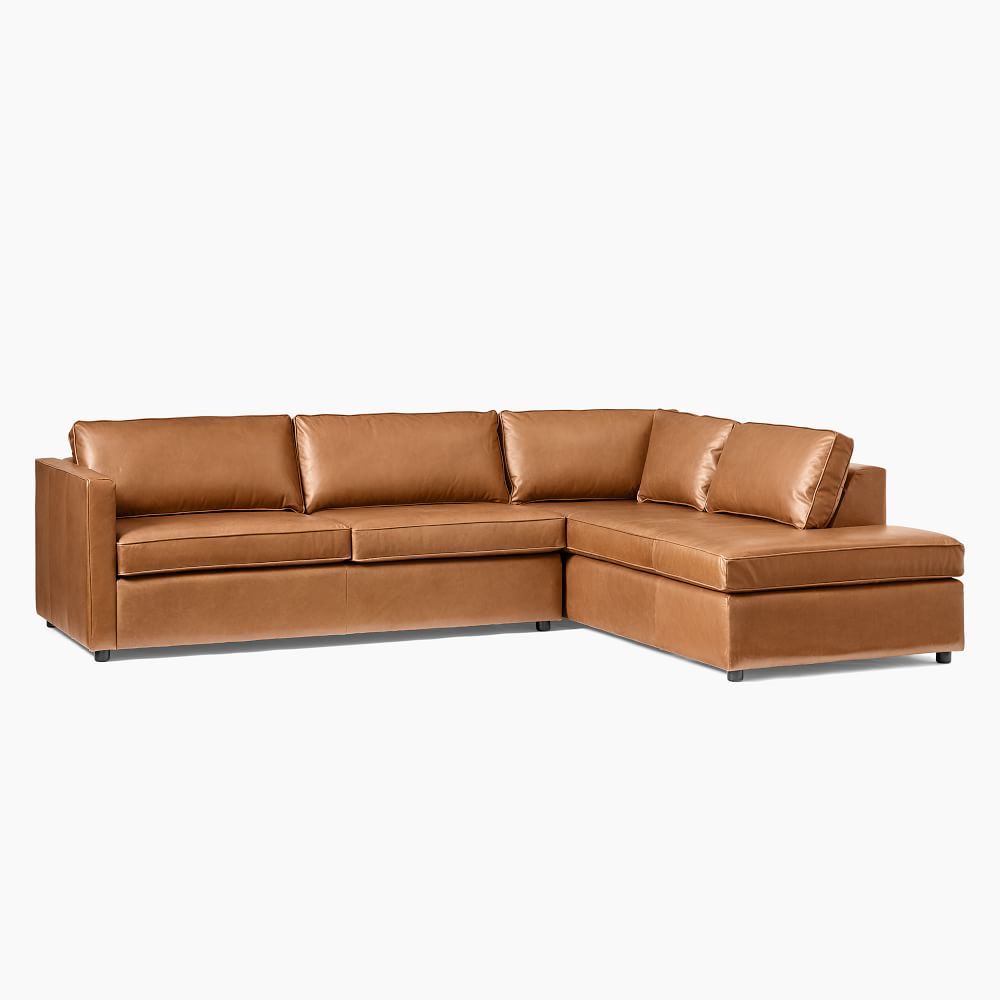 Harris Leather 2-Piece Sleeper Sectional w/ Bumper Chaise (111&quot;) | West Elm (US)