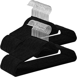 SONGMICS Velvet Hangers, Set of 50 Coat Hangers for Clothes, Non-Slip, with Tie Bar and 360° Swi... | Amazon (UK)