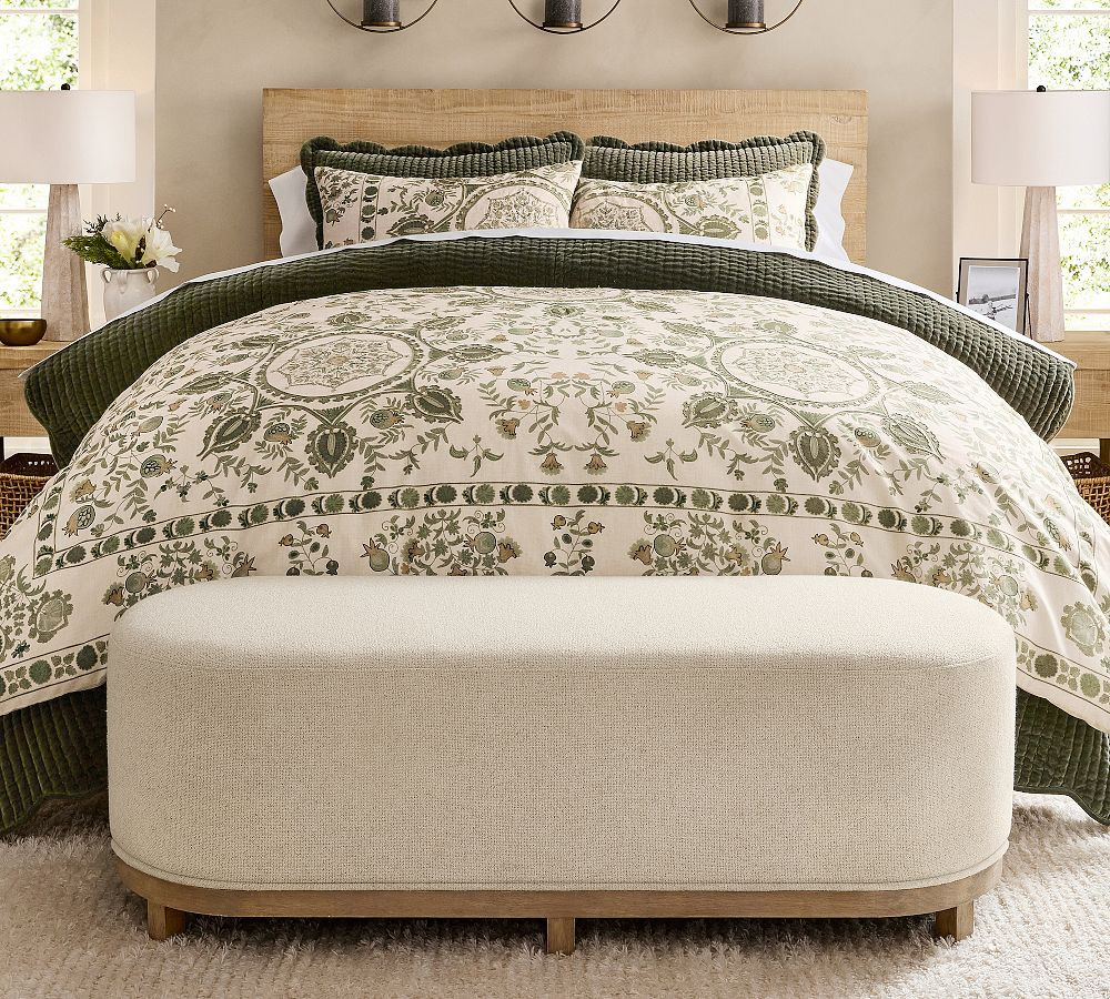 Jake Upholstered Wood Base Bench (32"-56") | Pottery Barn (US)