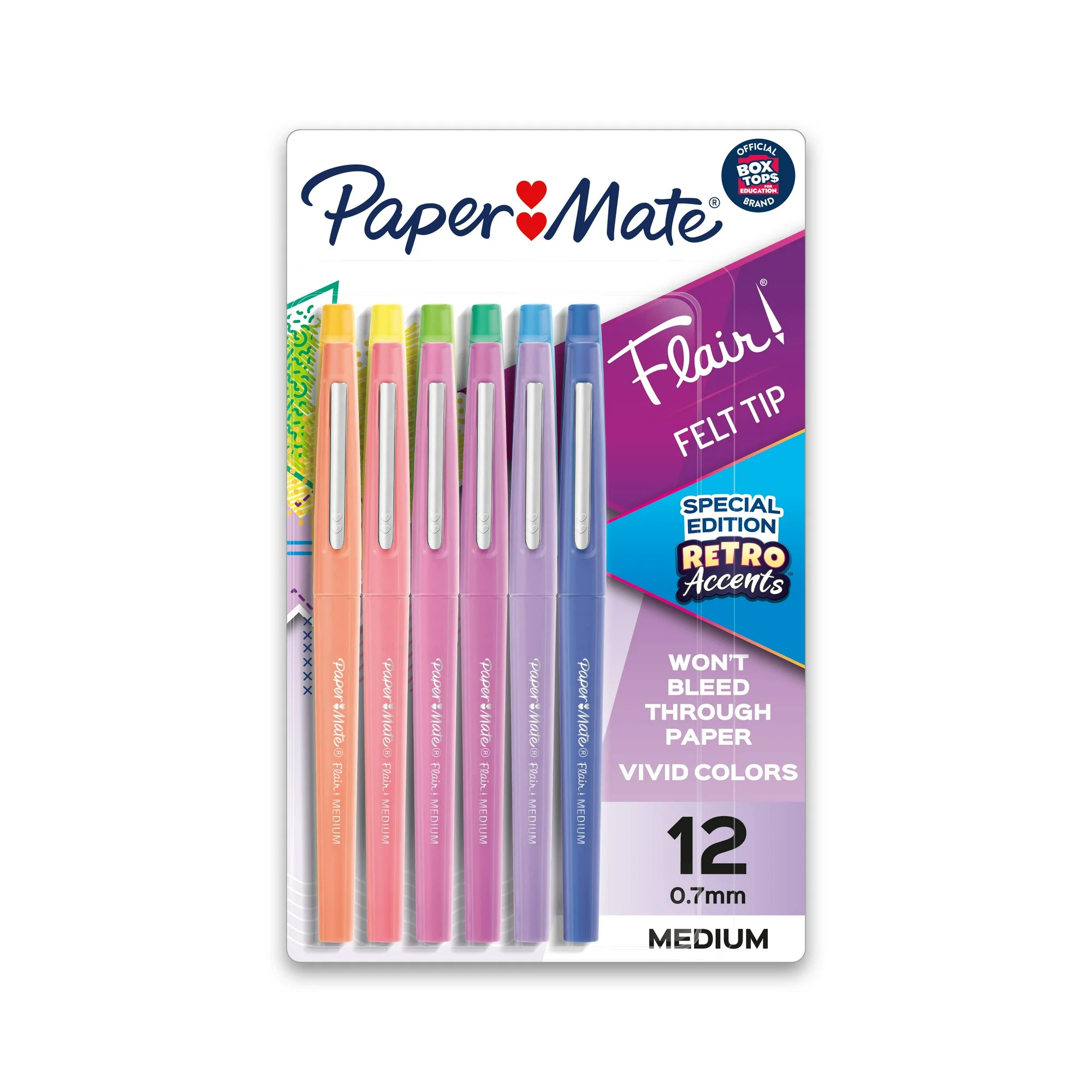 Paper Mate Flair Felt Tip Pens, Medium Tip, Specialty Colors, 12 Count | Walmart (US)