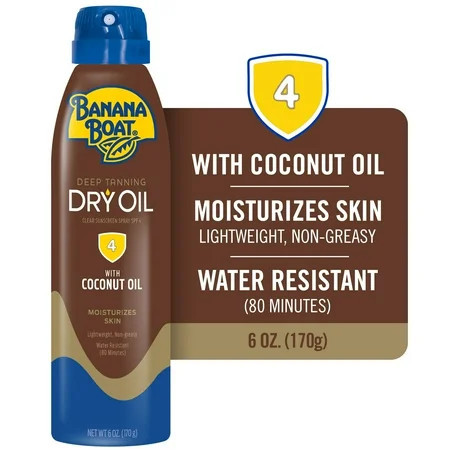 Banana Boat Deep Tanning Oil Spray SPF 4 Clear Dry Sunscreen Spray Dark Tanning Oil 6 oz | Walmart (US)