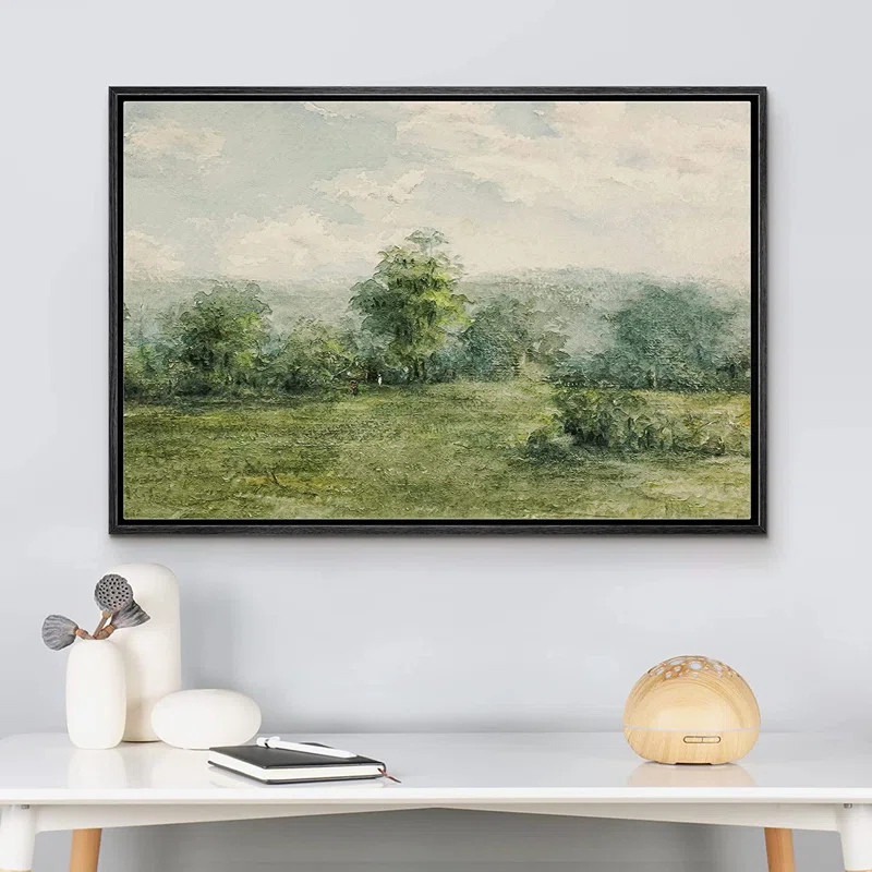 Pastel Green Tree Forest Landscape Nature Wilderness - Painting on Canvas | Wayfair North America