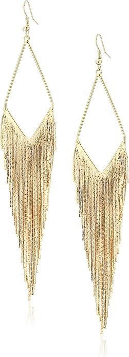 Amazon.com: GUESS "Basic" Gold Fringe Linear Drop Earrings: Clothing, Shoes & Jewelry | Amazon (US)