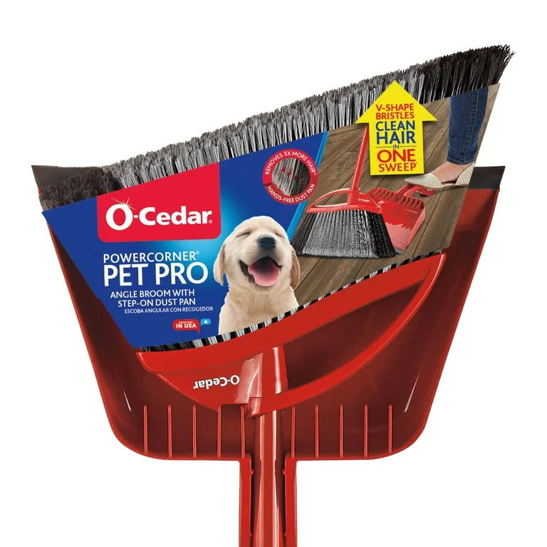 O-Cedar Pet Pro Power Corner Broom with Step On Dust Pan | Walmart (US)