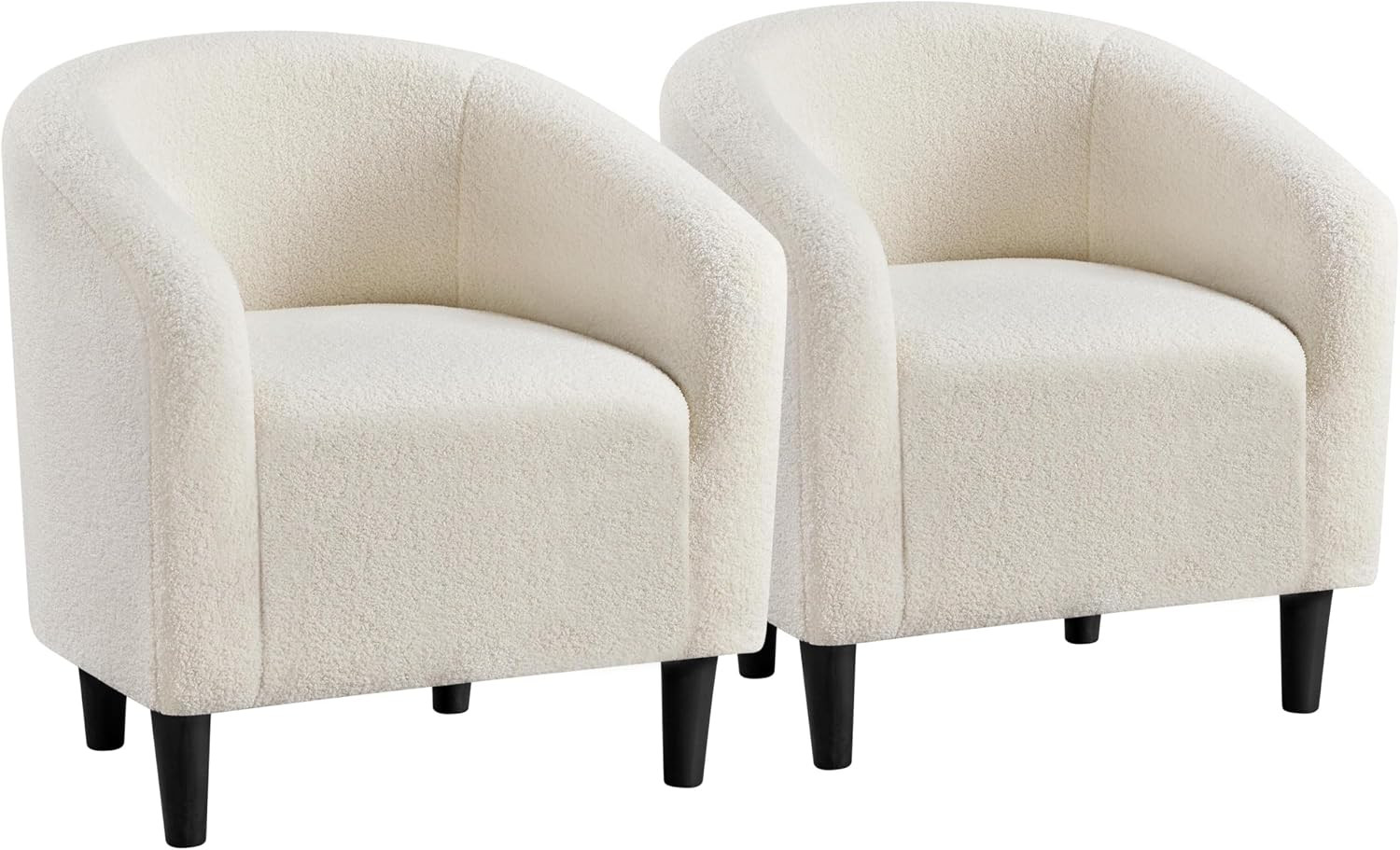 Yaheetech Compact Sherpa Accent Chairs Set of 2 for Small Spaces, Ivory | Amazon (US)