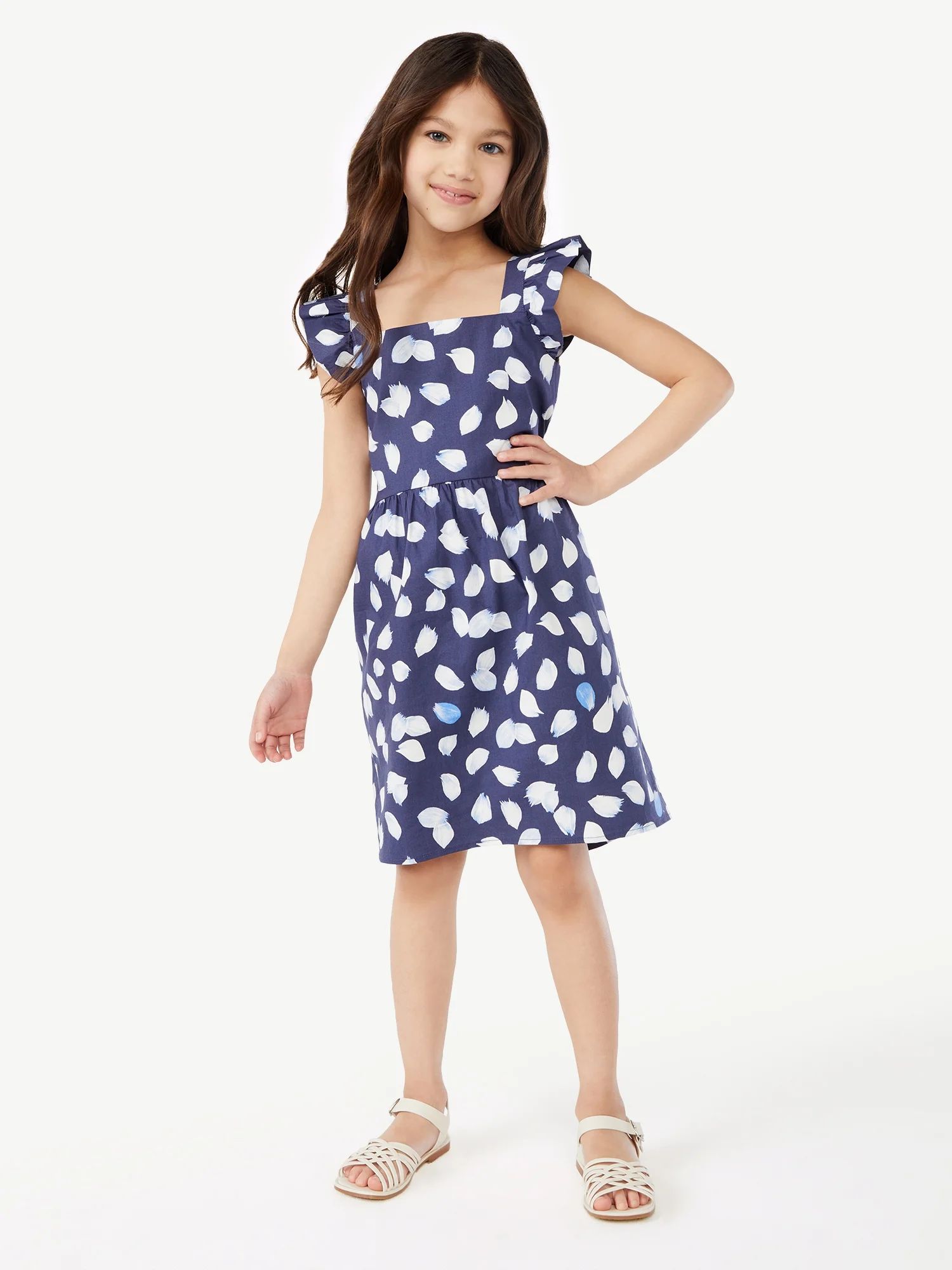Scoop Girls Mommy & Me Print Dress with Flutter Sleeves, Sizes 4-12 | Walmart (US)