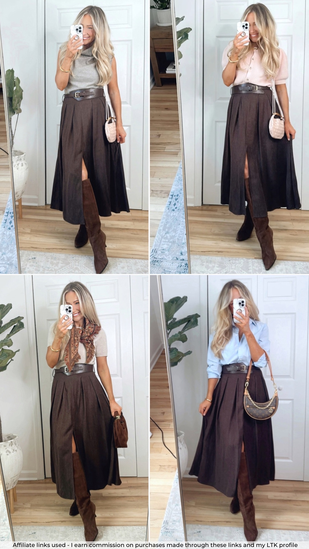 Zara brown skirt outfit ideas 
