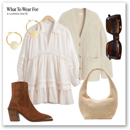 White dresses for spring summer 🤍 

Mini dress, suede boots, crochet bag, cardigan, western boots, neutral fashion 

#LTKeurope #LTKSeasonal #LTKstyletip