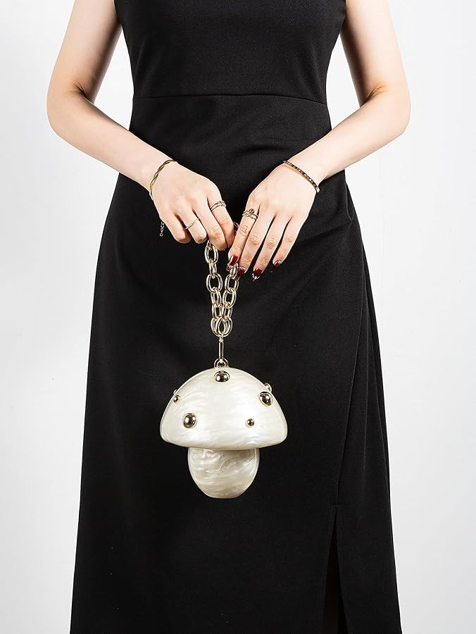 Women Acrylic Mushroom Clutch Bag Pearlescent Crossbody Bag Evening Bag With Removable Chain Stra... | Amazon (US)
