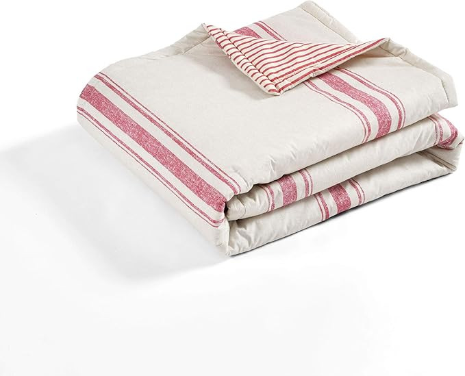 Lush Decor, Red Farmhouse Stripe Throw Blanket, 60" x 50" | Amazon (US)