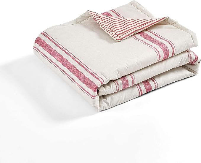 Lush Decor, Red Farmhouse Stripe Throw Blanket, 60" x 50" | Amazon (US)