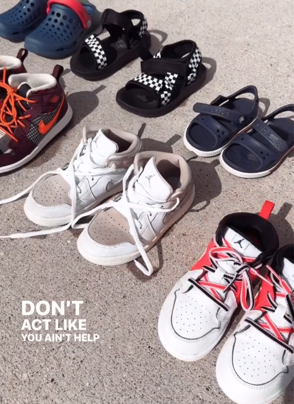 Get questions all the time about how I clean the boys shoes! For shoes with suede or other special fabrics, I swear by the Miss Mouths shoe cleaner with a microfiber! For hard to get off dirt and soles of shoes, I use a small brush and dawn dish soap! If I need to whiten some laces quick, I remove and place in a bowl with bleach and dawn dish soap and let soak. Oh, and a small tooth brush for the hard to reach areas that need a little scrubbing! Hope it helps! 