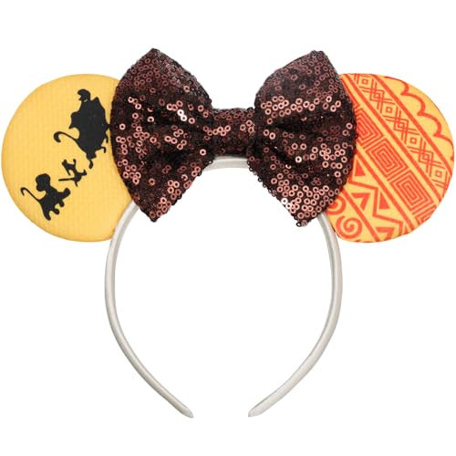 ETLUK Mouse Ears Headband, Animal Mouse Ears with Sequin Bow for Women Girls, Parks Ears for Cosplay Accessories Party (Lion) | Amazon (US)